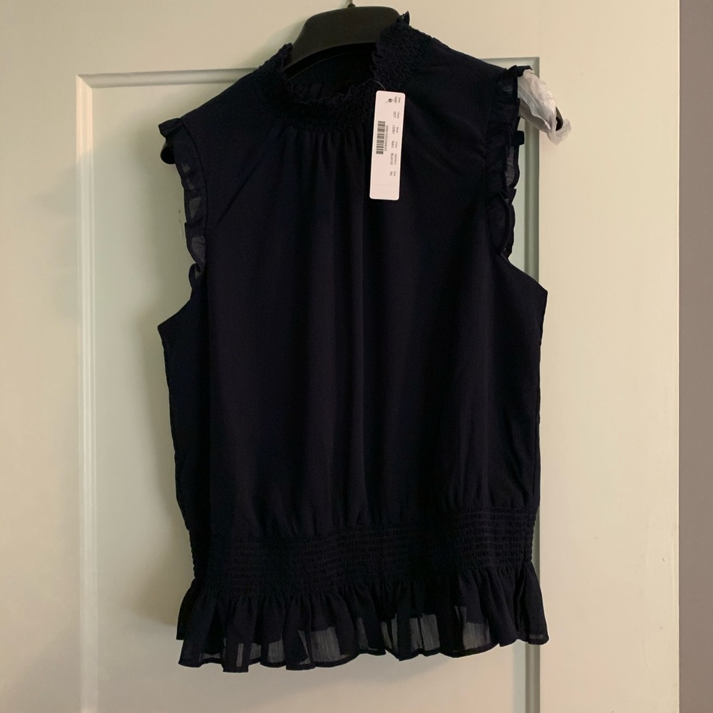 NWT J. Crew navy blouse 0P